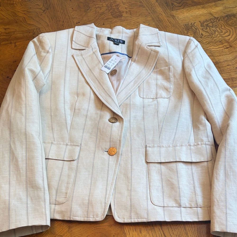 J. Crew Women's Beige Striped Blazer. Size 10 NWT